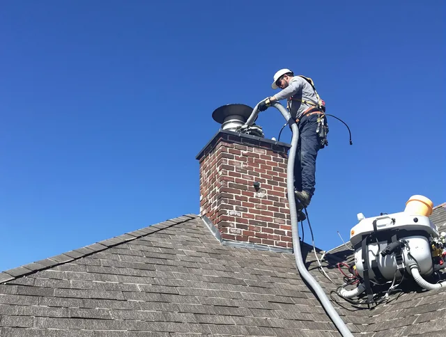 Dedicated Windsor Chimney Sweep team member cleaning a chimney in Windsor, CT