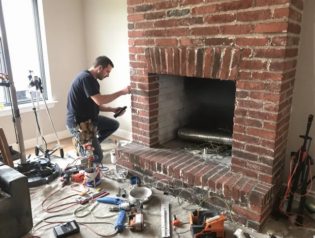 Windsor Chimney Sweep specialist finalizing chimney liner service in Windsor, CT