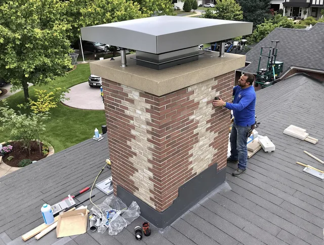 Windsor Chimney Sweep team working on a custom chimney remodel in Windsor, CT