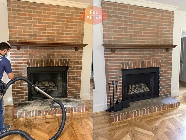 Windsor Chimney Sweep carefully sanitizing a fireplace in Windsor, CT