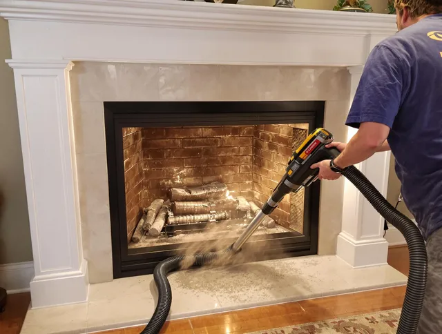 Fireplace cleaning performed by Windsor Chimney Sweep in Windsor, CT